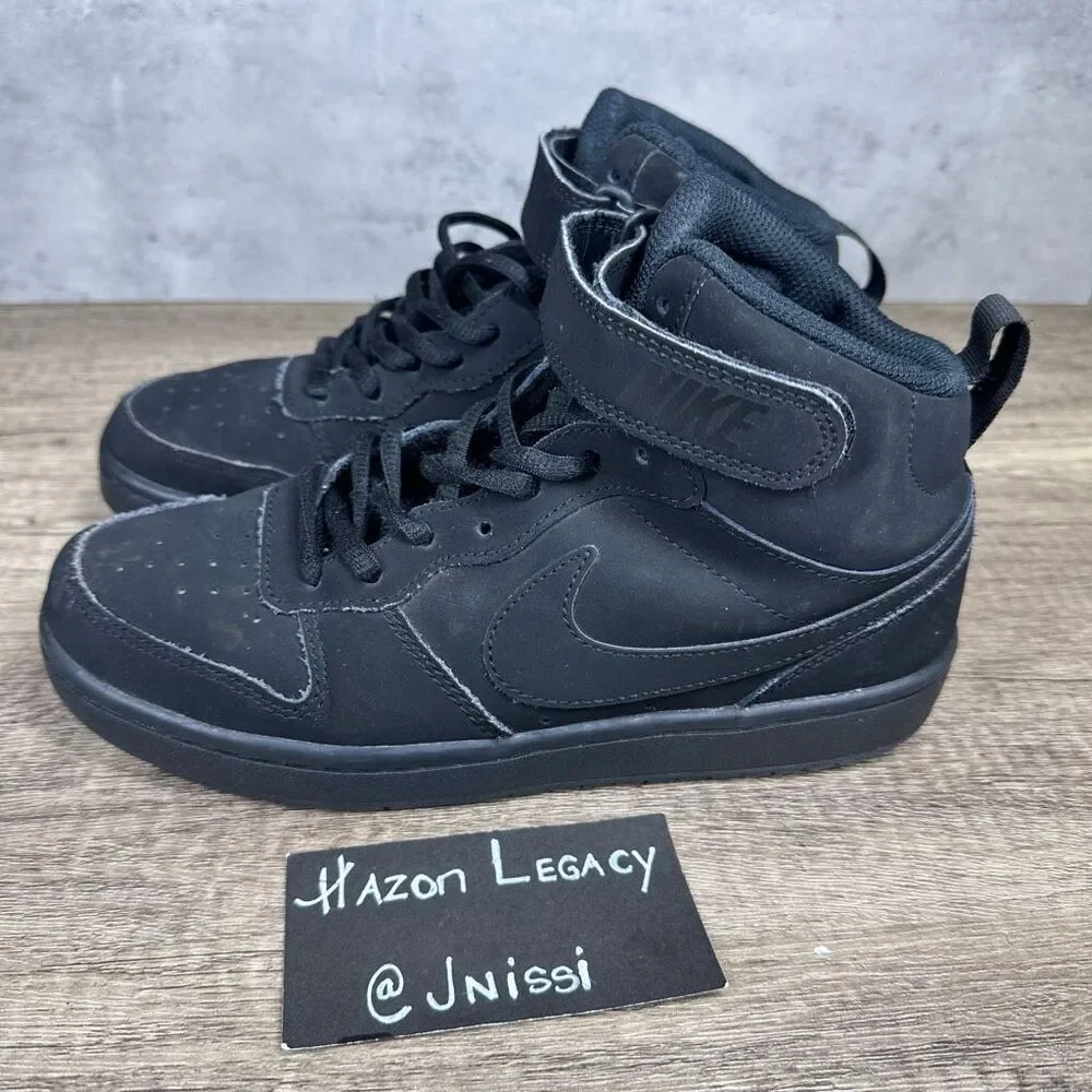 Nike~Boys~Black Court Borough‎ Mid 2 Basketball Shoes (CW5867-001)~Size 5Y